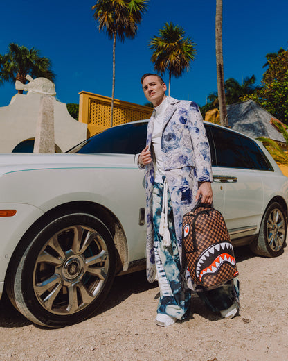 SPRAYGROUNDÂ® BACKPACK SHARKS IN PARIS WTF BUBBLE BROWN CHECK BACKPACK